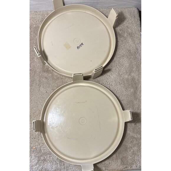 Tupperware Divide-A-Rack Pie Stacker Carrier Tray Almond Vintage - Picture 4 of 6